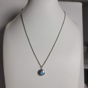 Silver Tone Blue Rose‎ Round Locket Necklace Adjustable Chain Pendant